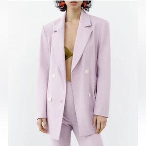 NWT ZARA Lilac Tailored Double-Breasted Blazer | XS